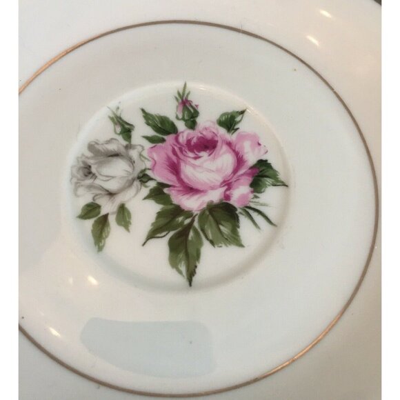 Royal Jackson Fine China Silver Trim Rose Teacup Saucer Vogue Ceramic Industries - Picture 2 of 6